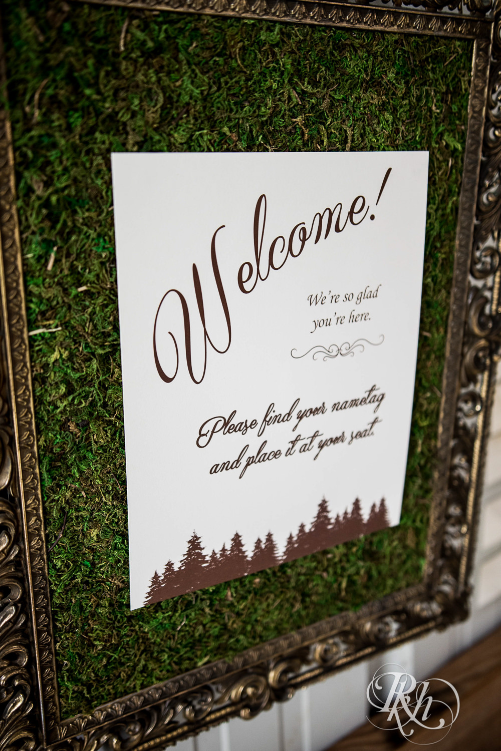 Barn wedding reception welcome sign in Elk Mound, Wisconsin.