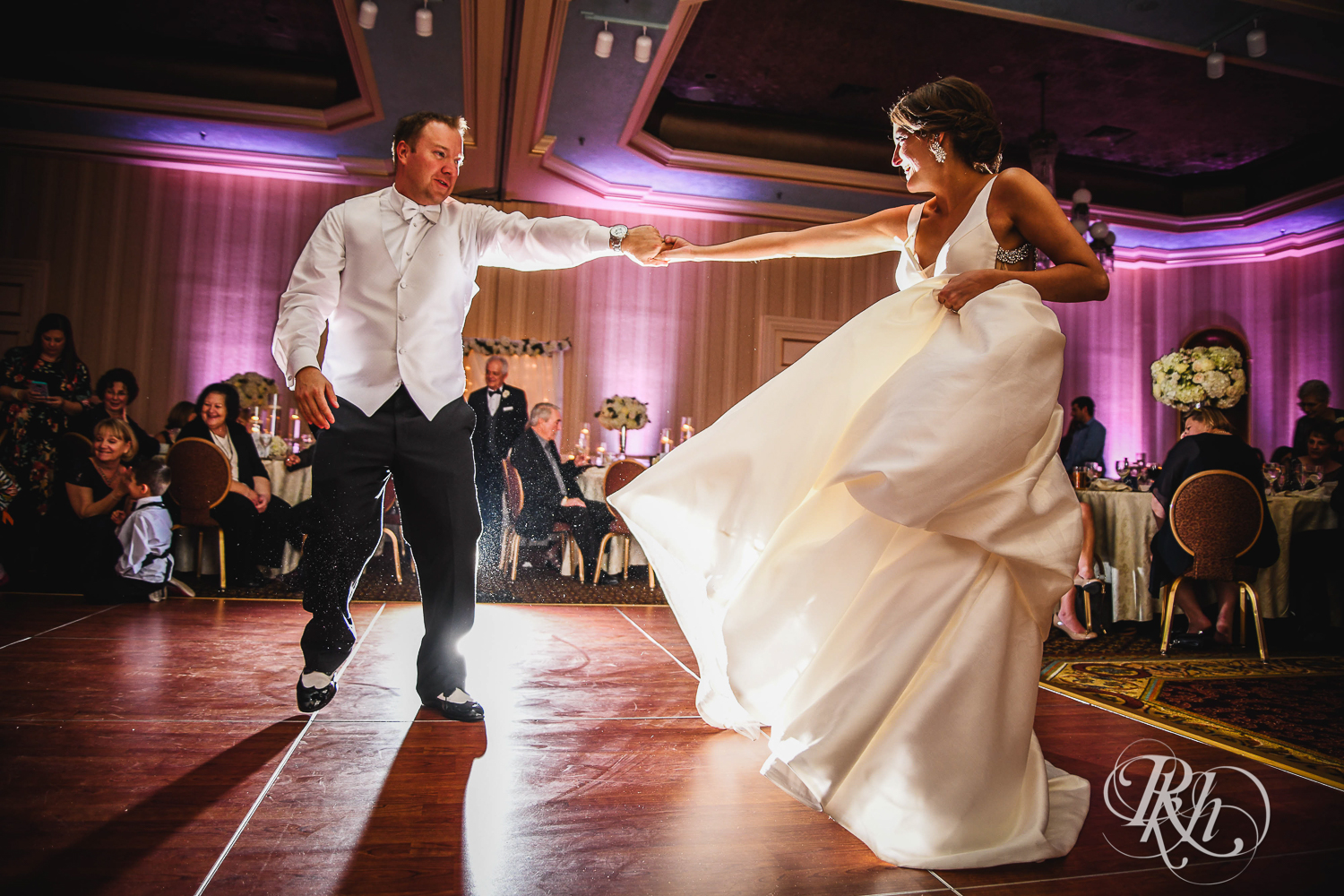 Bride and groom dance at The Saint Paul Hotel in Saint Paul, Minnesota.