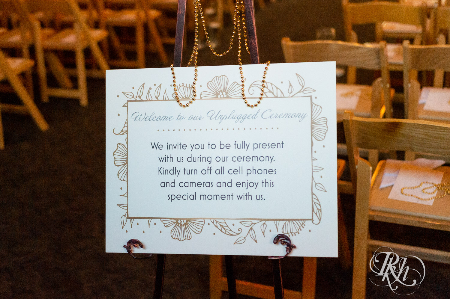 Unplugged ceremony sign at Nicollet Island Pavilion in Minneapolis, Minnesota. 