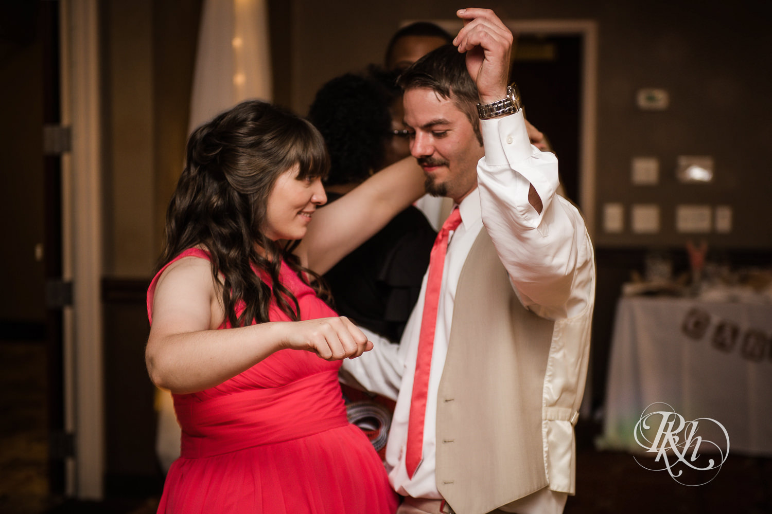 Guests dance during wedding reception at North Metro Event Center in Shoreview, Minnesota.