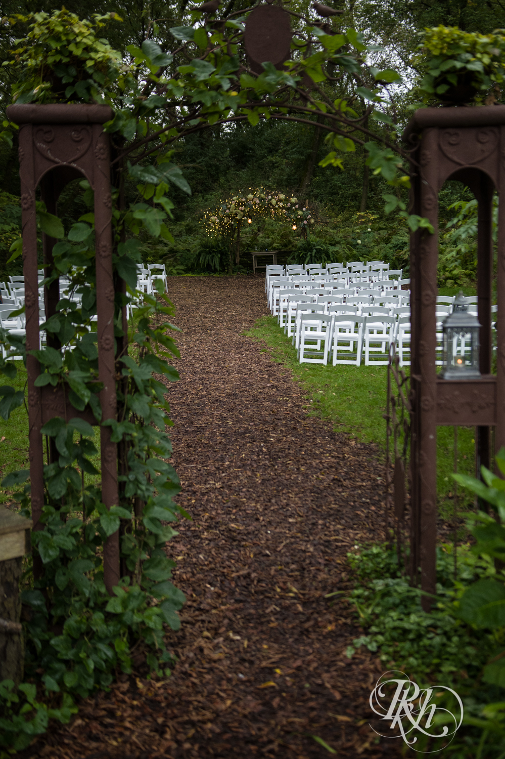 Outdoor wedding ceremony site at Camrose Hill Flower Farm in Stillwater, Minnesota.