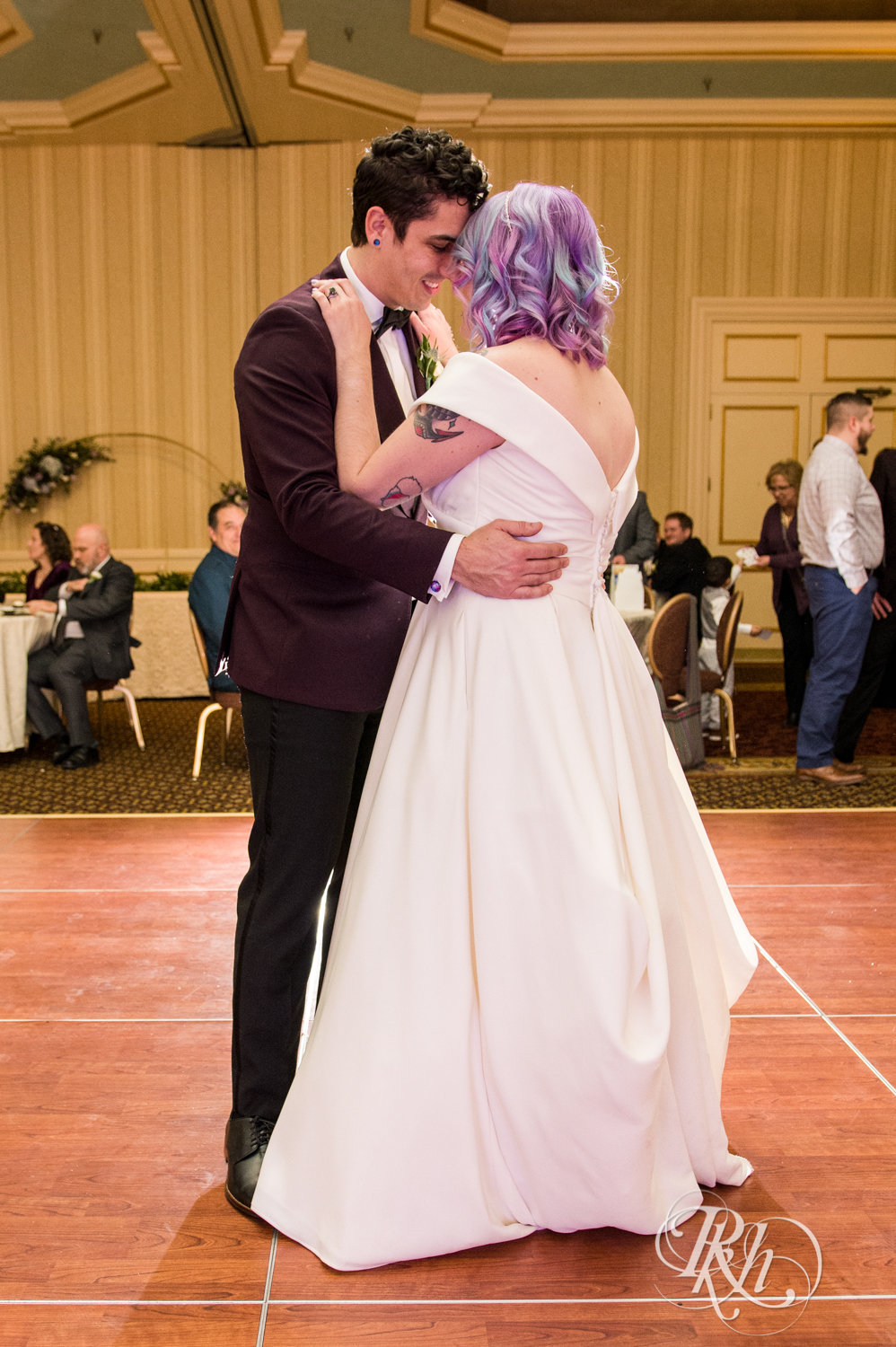 Bride and groom dance at wedding reception at the Saint Paul Hotel in Saint Paul, Minnesota.