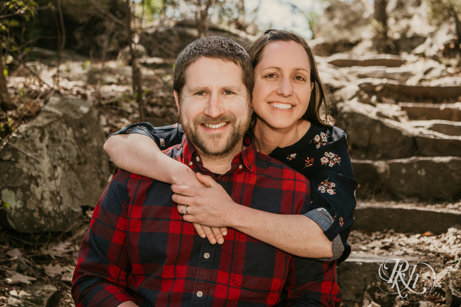engagement photography couple flannel