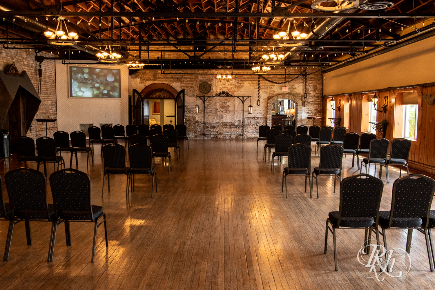 Small indoor wedding ceremony setup at Kellerman's Event Center in White Bear Lake, Minnesota.