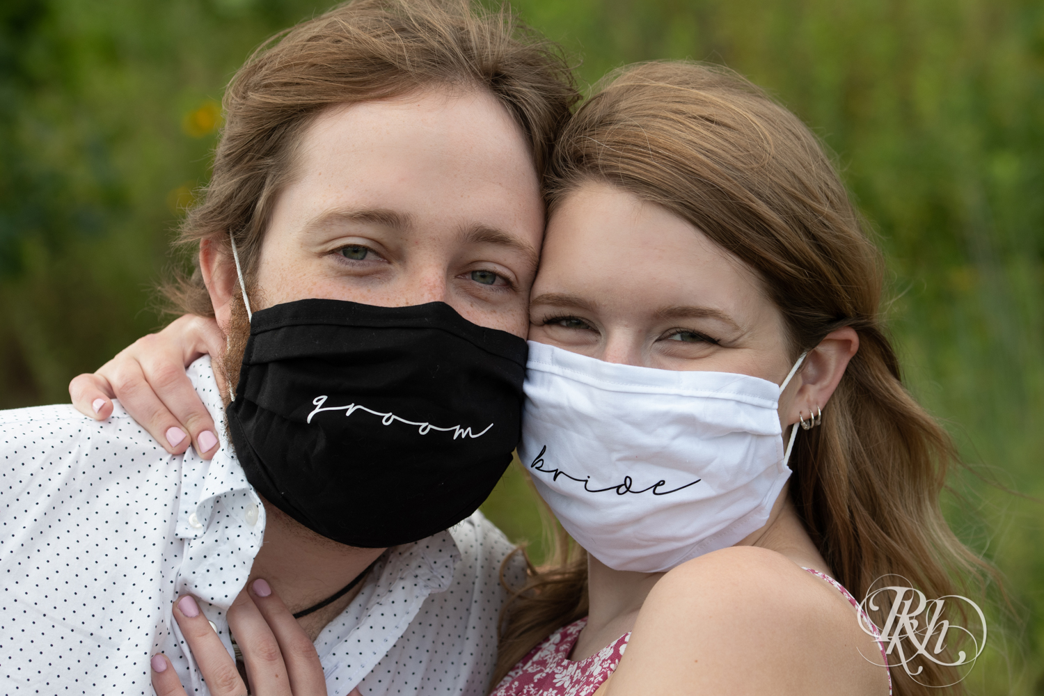 engagement photography couple wearing masks