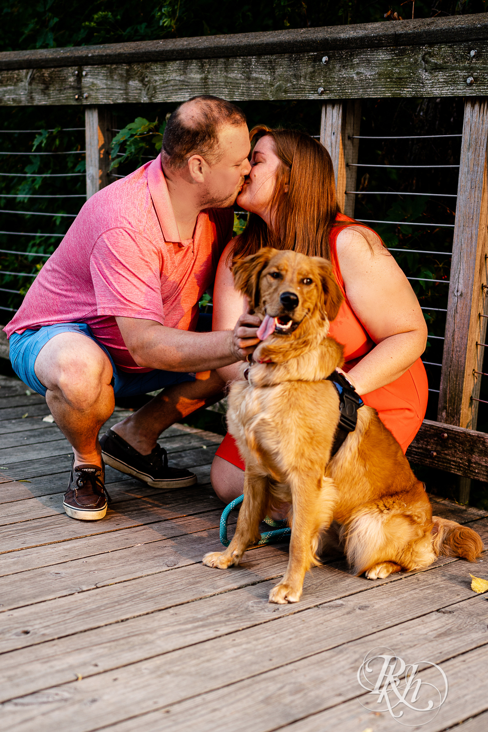 summer engagement photography with dog