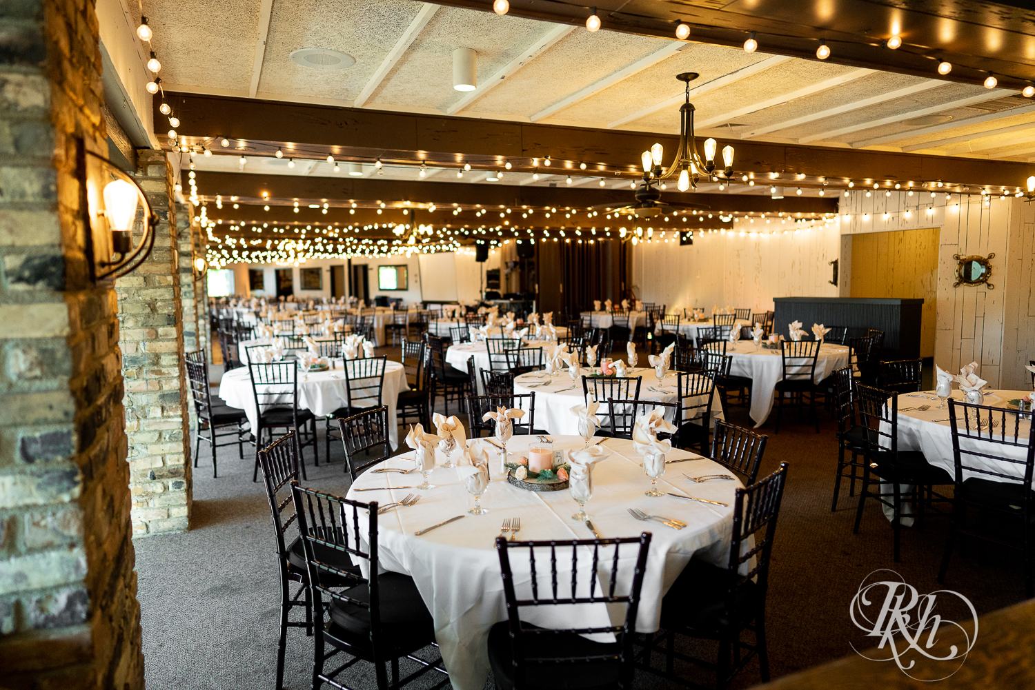 Wedding reception setup at The Chart House in Lakeville, Minnesota.