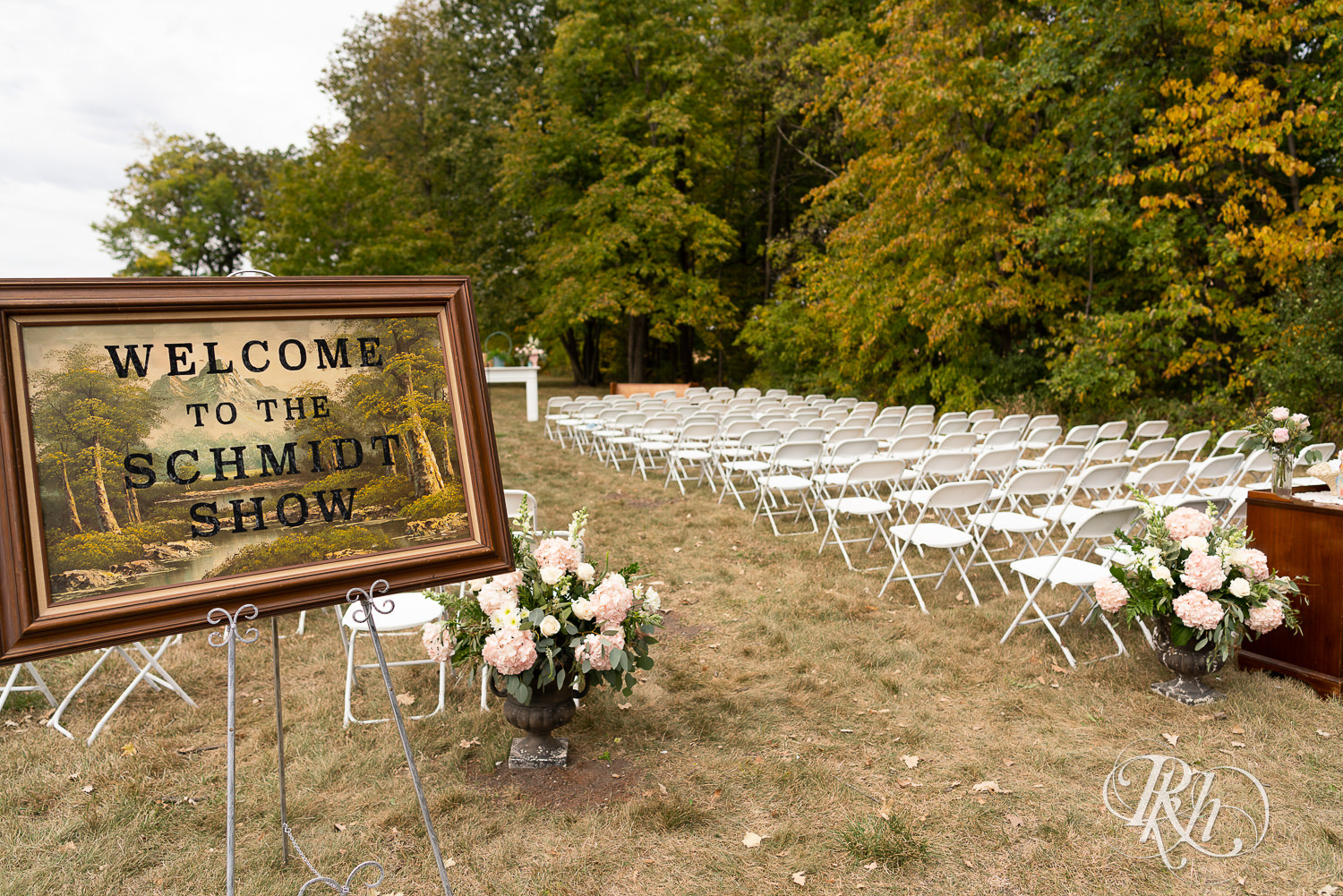 Outdoor wedding ceremony setup in Belle Plaine, Minnesota