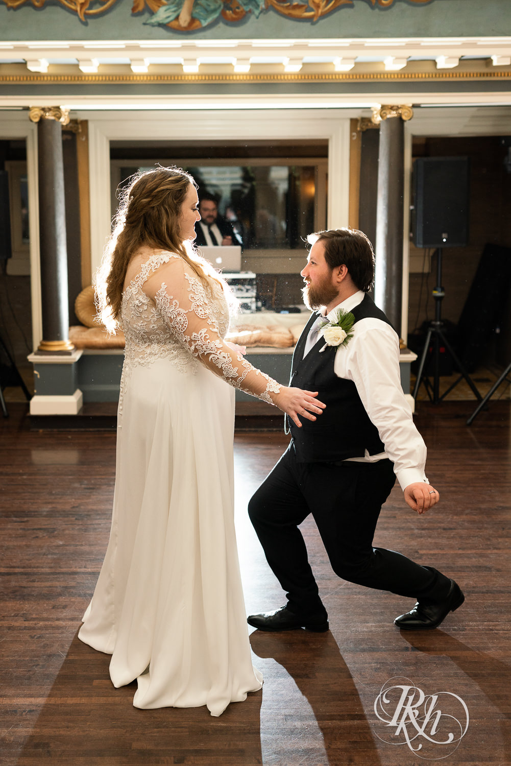 Bride and groom share first dance at Semple Mansion in Minneapolis, Minnesota.