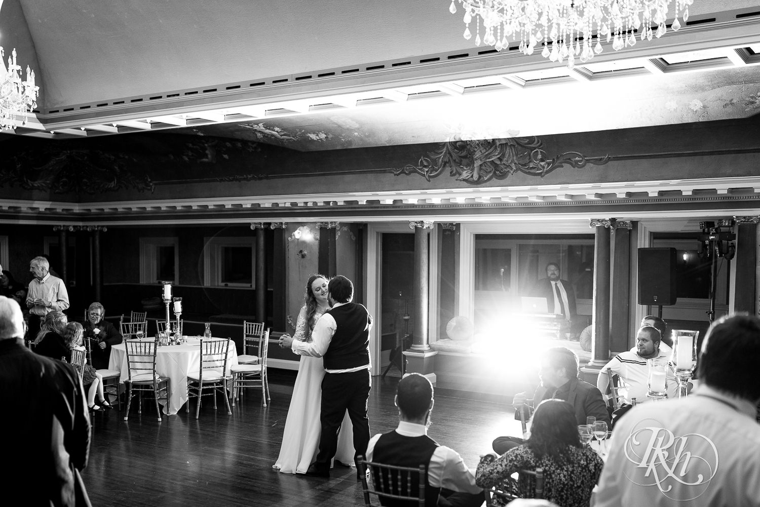 Bride and groom share first dance at Semple Mansion in Minneapolis, Minnesota.