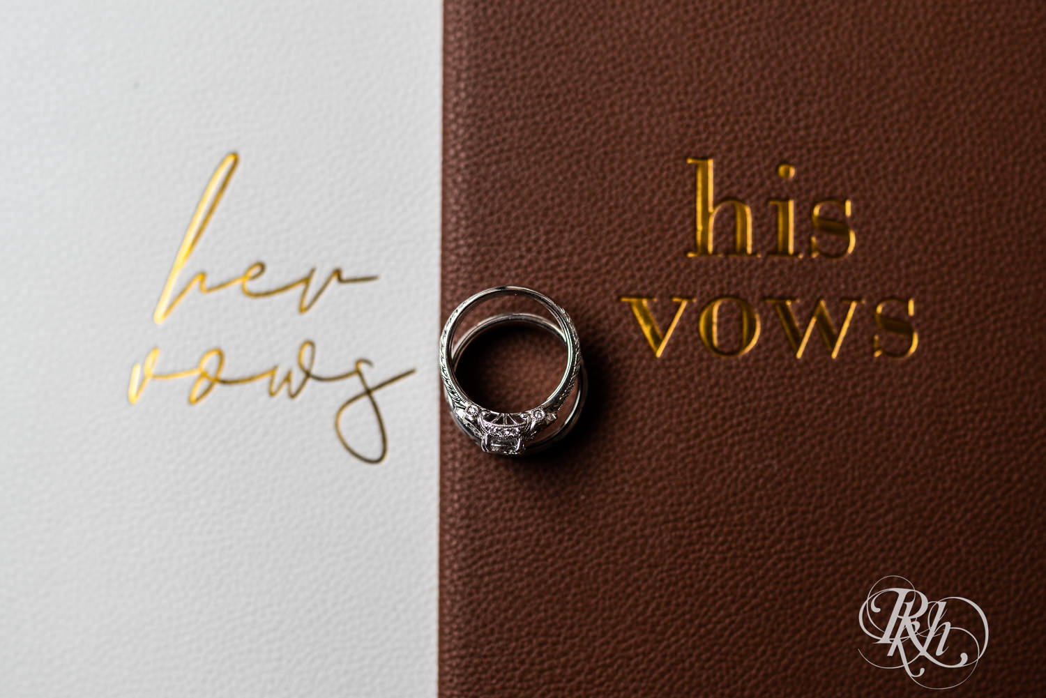 Wedding rings on vow books