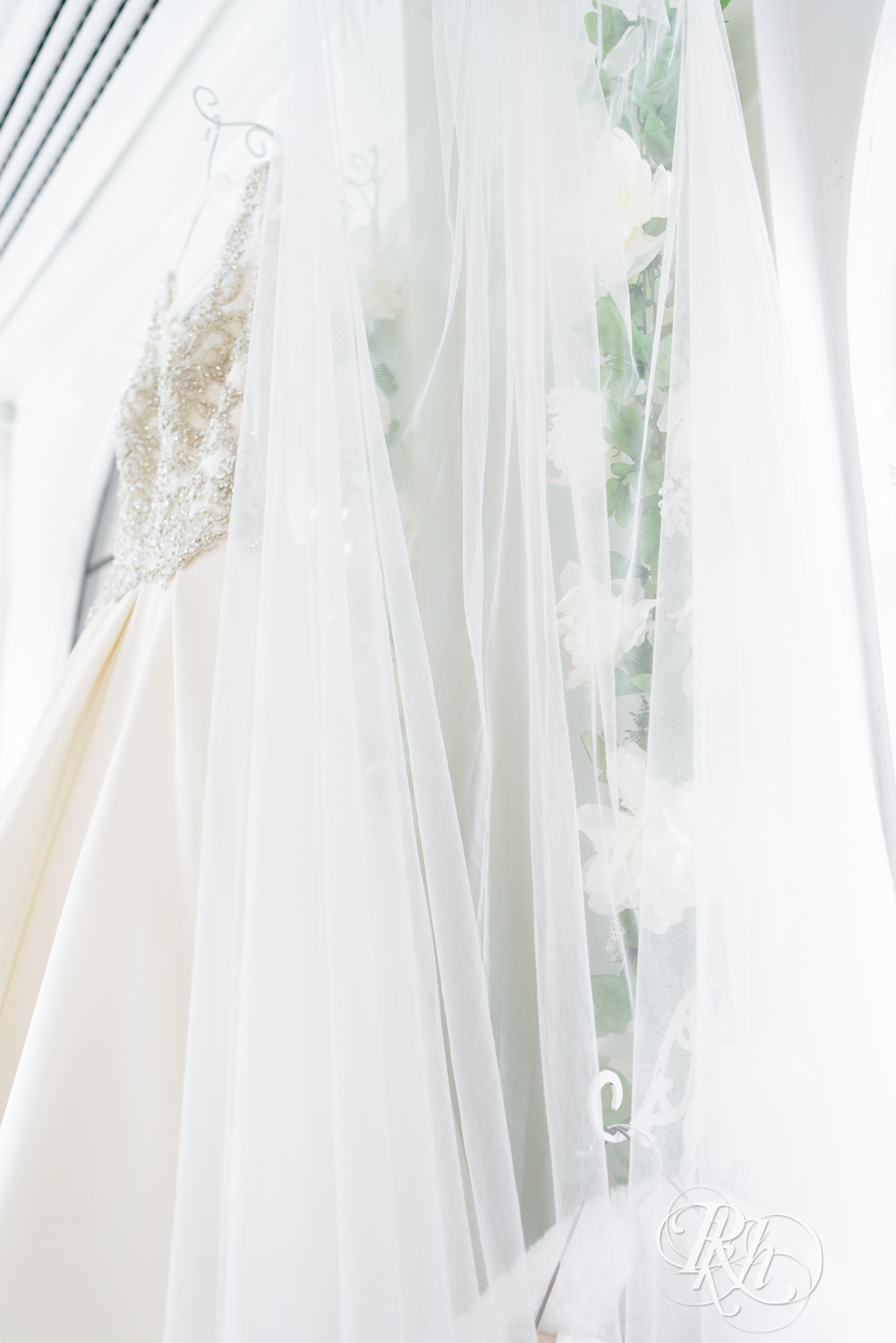 Wedding dress hangs in the window at the Saint Paul Athletic Club in Saint Paul, Minnesota.