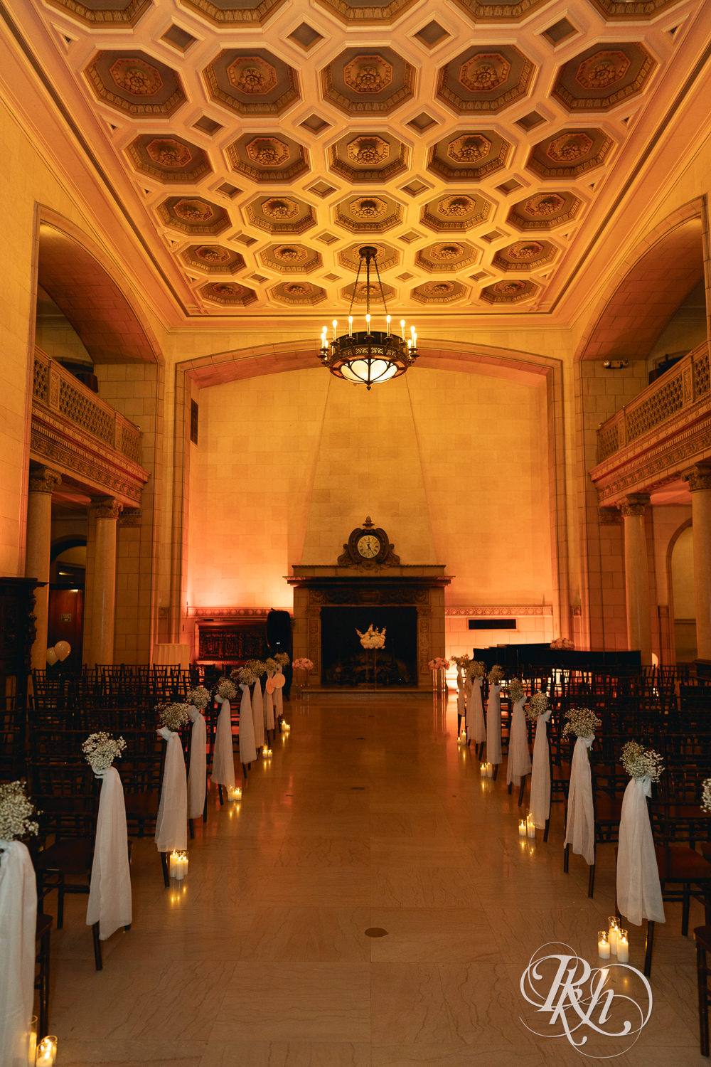 Indoor wedding ceremony setup at the Saint Paul Athletic Club in Saint Paul, Minnesota.