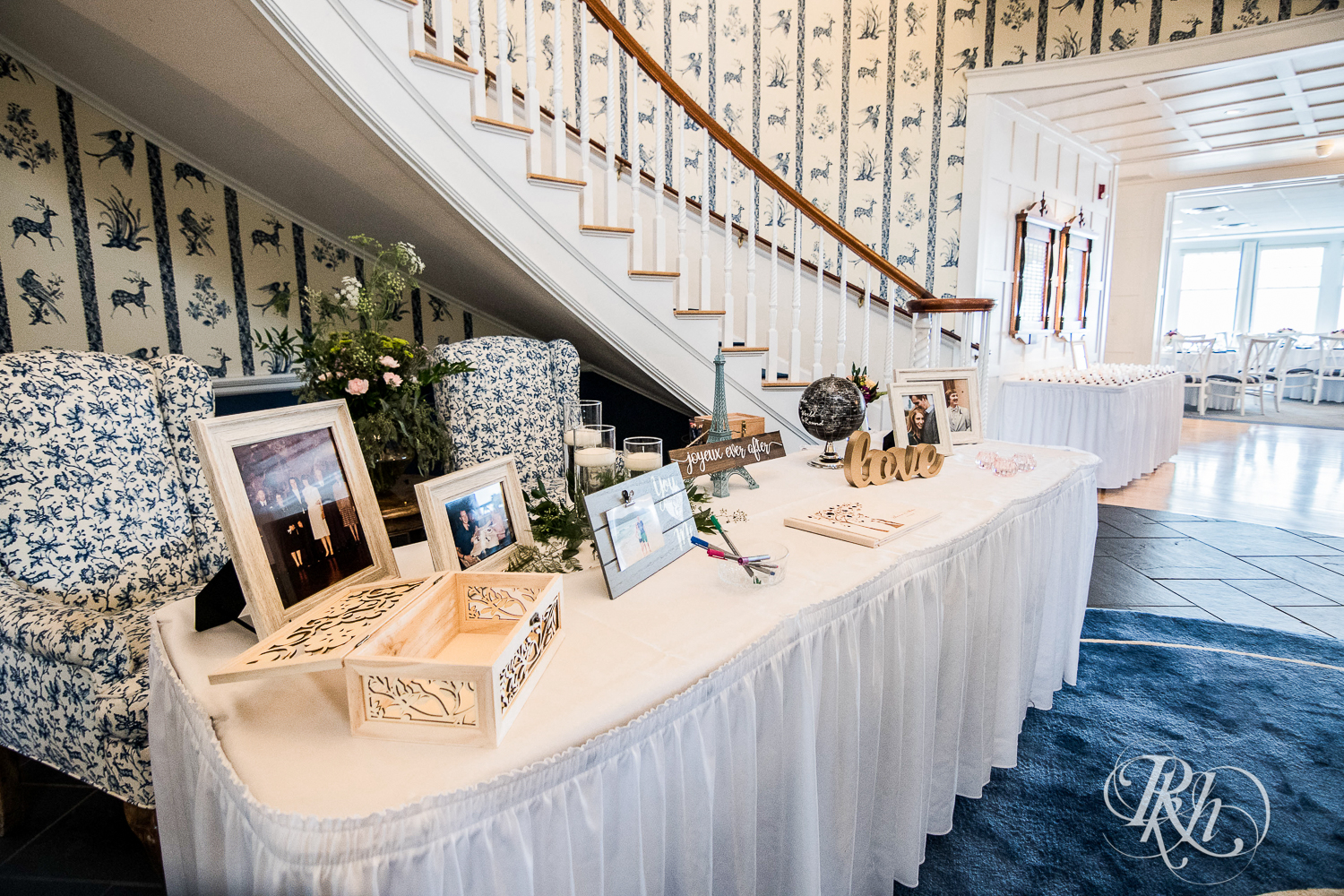Wedding gift table at White Bear Yacht Club in White Bear Lake, Minnesota.