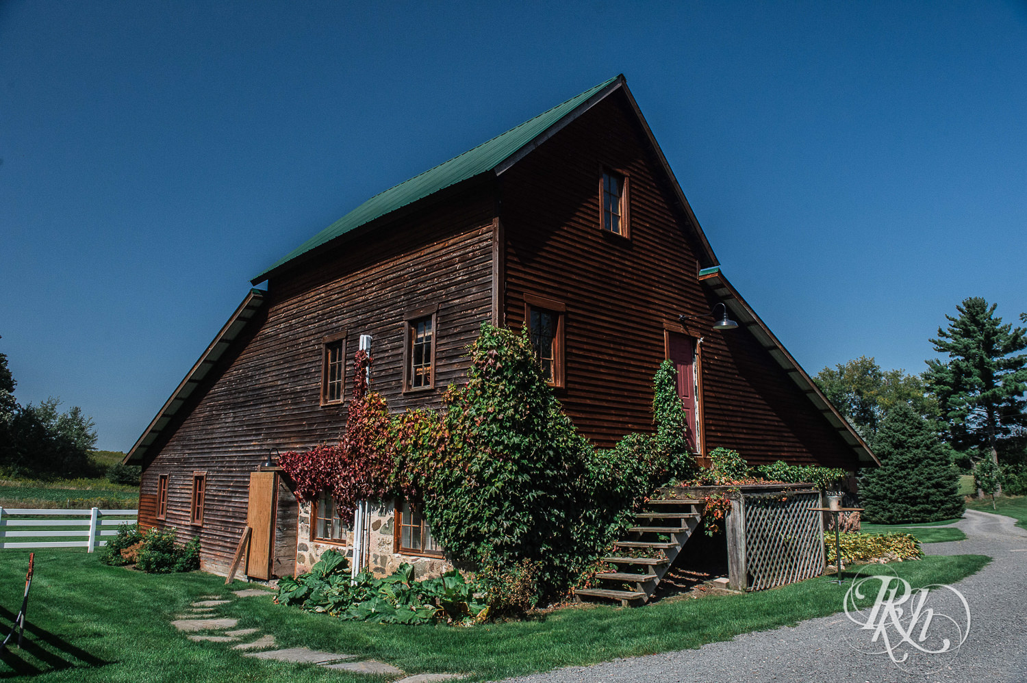 Wide photo of Birch Hill Barn in Glenwood City, Wisconsin.