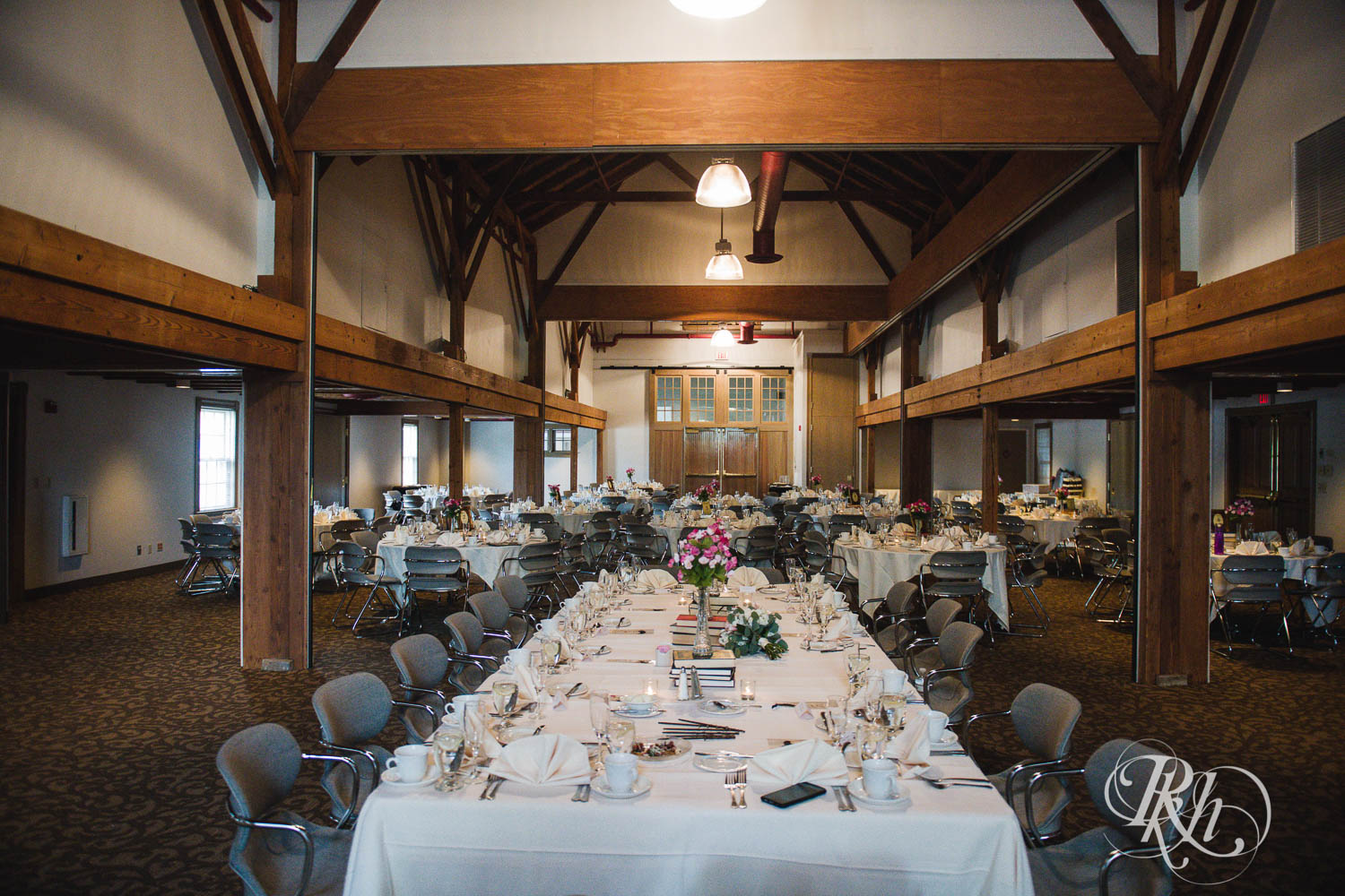 Wedding reception setup at Earle Brown Heritage Center in Brooklyn Center, Minnesota.