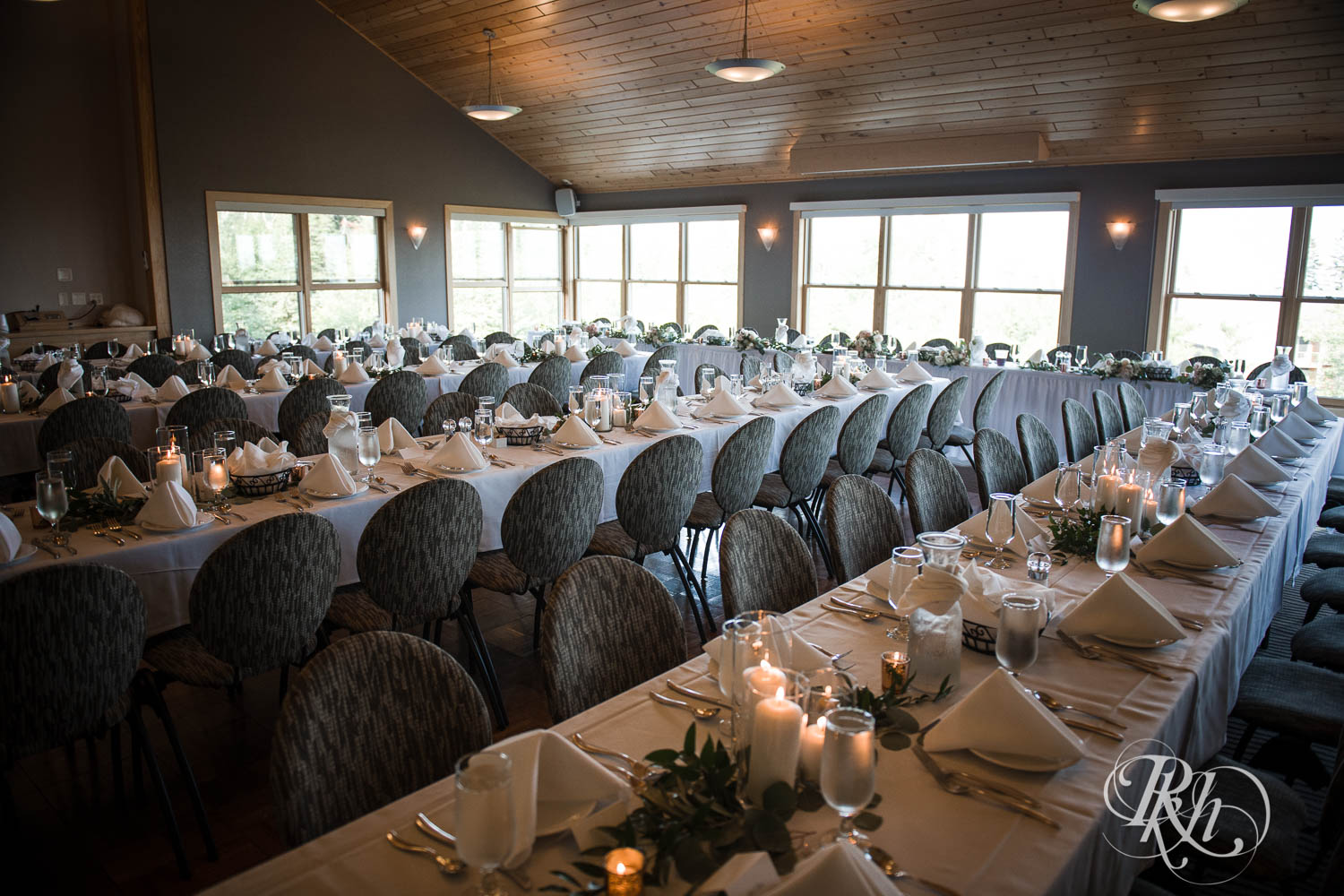 Wedding reception space at a Bluefin Bay wedding in Tofte, Minnesota.
