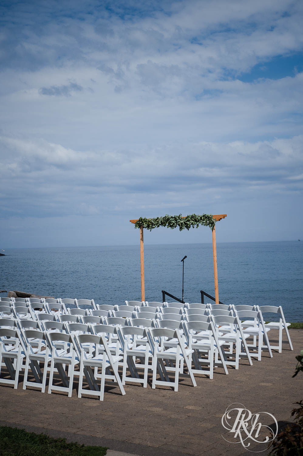 Outdoor ceremony space at a Bluefin Bay wedding in Tofte, Minnesota.