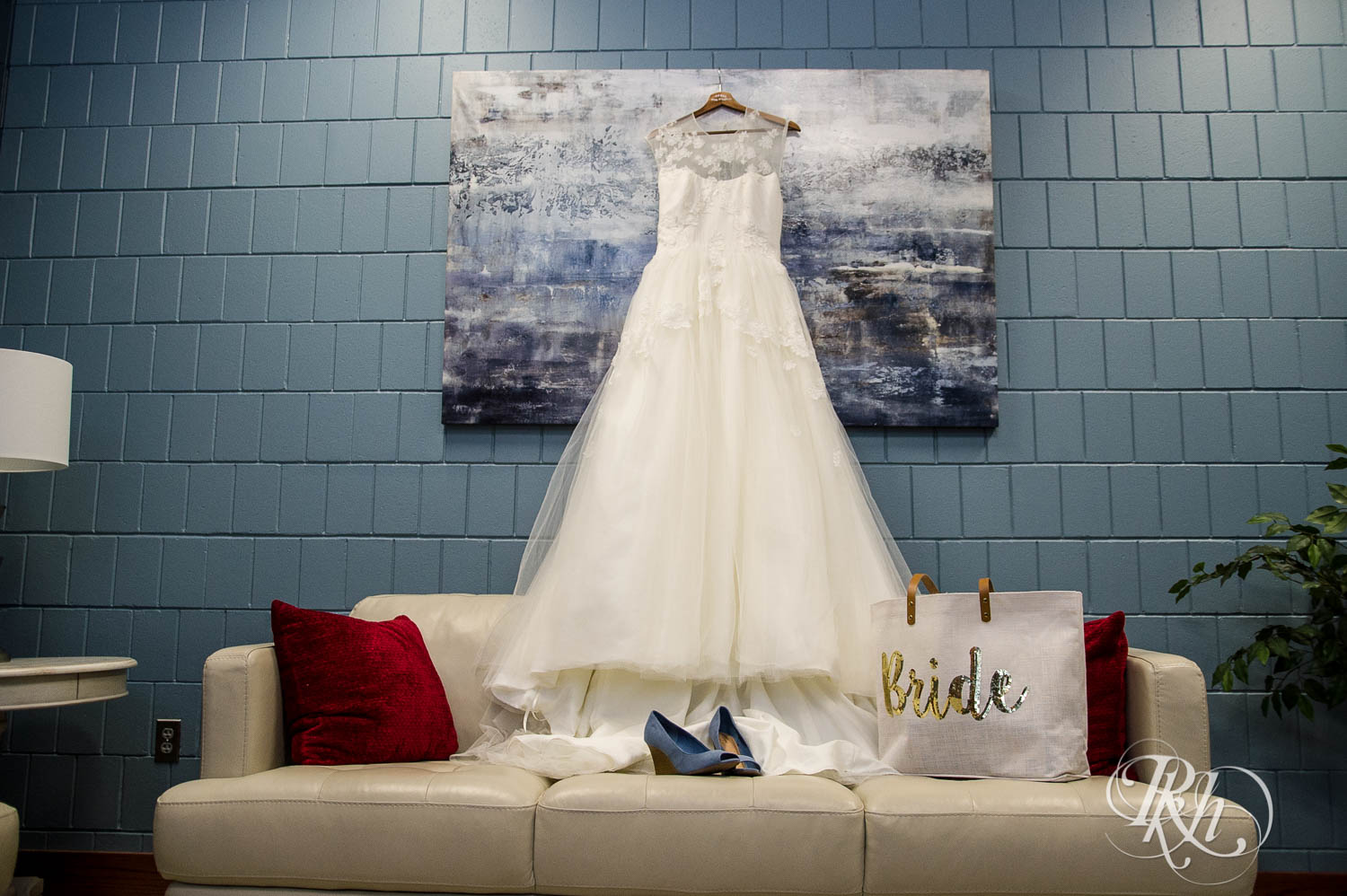 Wedding dress hanging on the wall at Plymouth Creek Center in Plymouth, Minnesota.