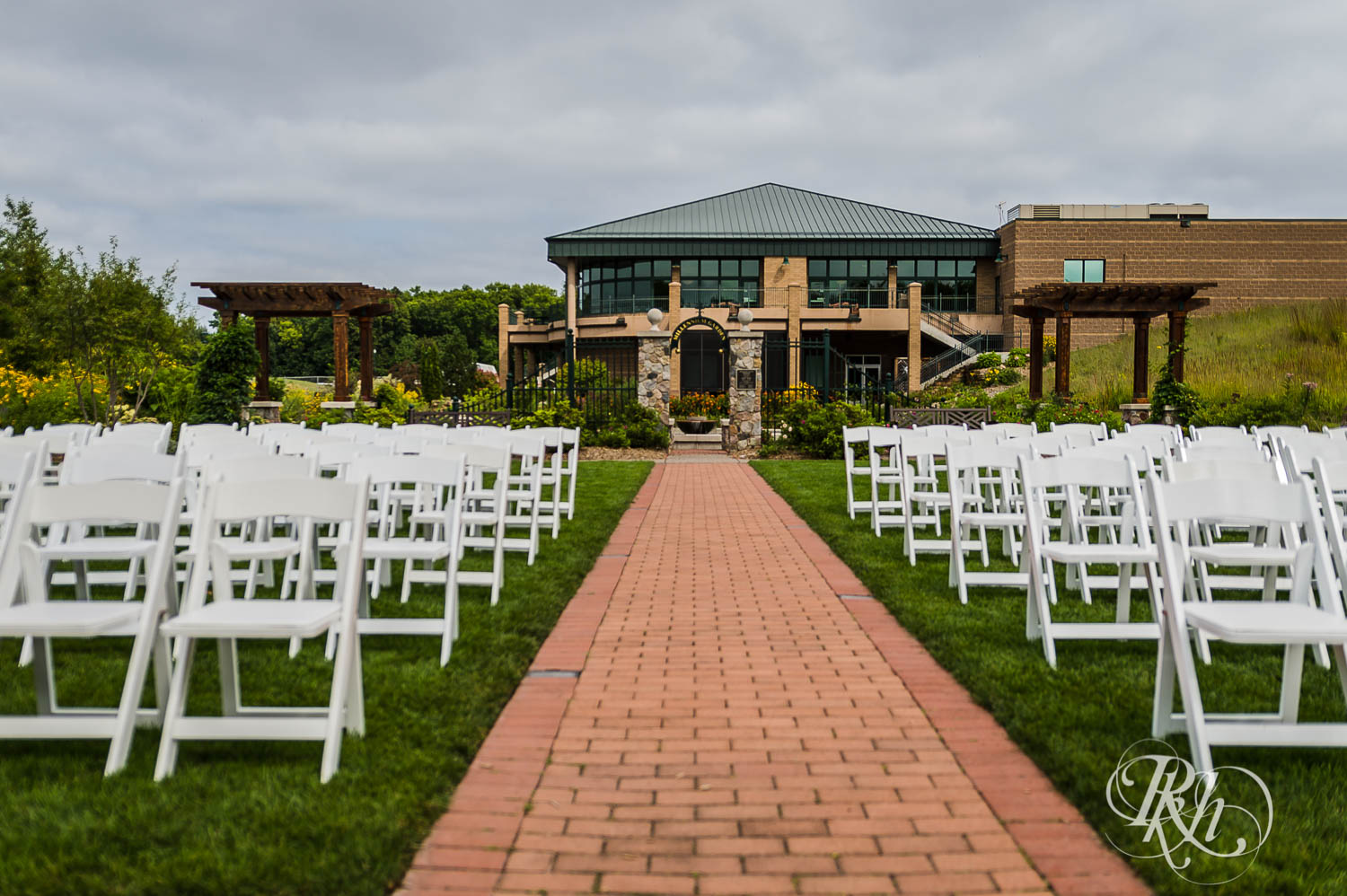 Outdoor wedding ceremony setup at Plymouth Creek Center in Plymouth, Minnesota.
