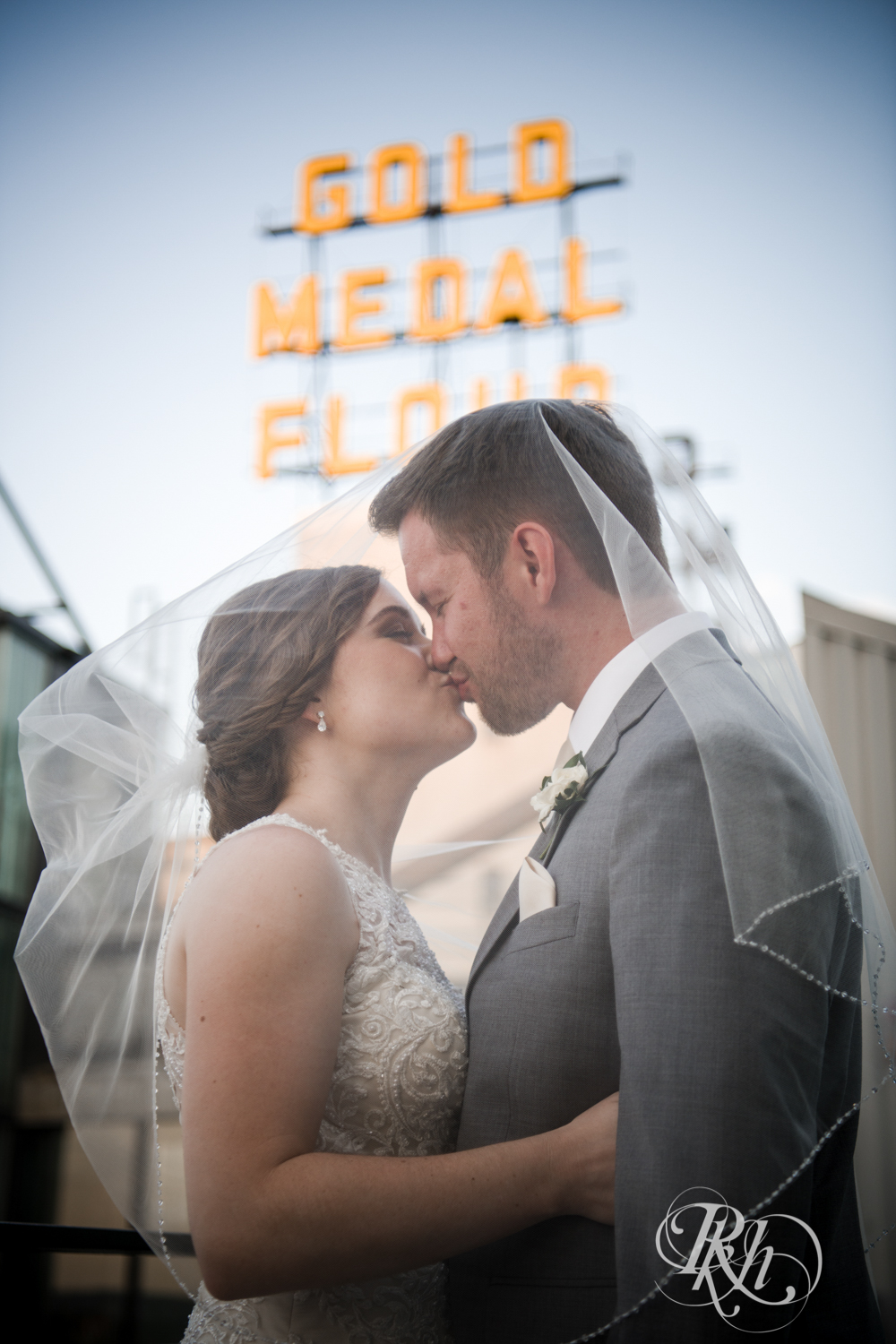 gold medal flour sign bride and groom
