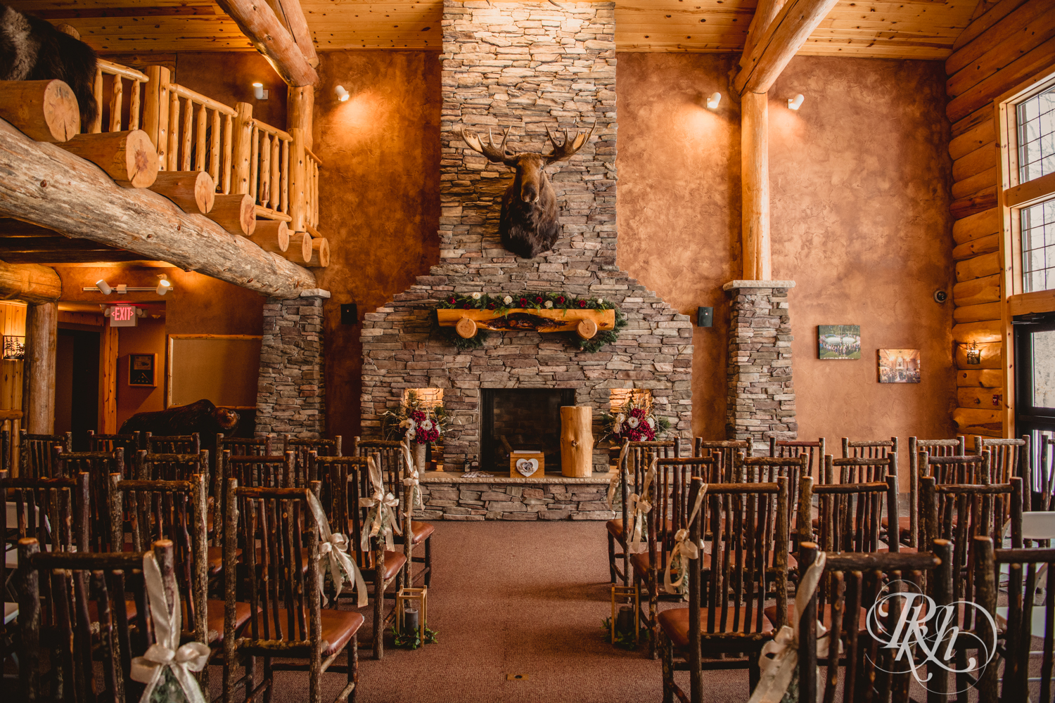 Whitefish Lodge winter wedding indoor ceremony
