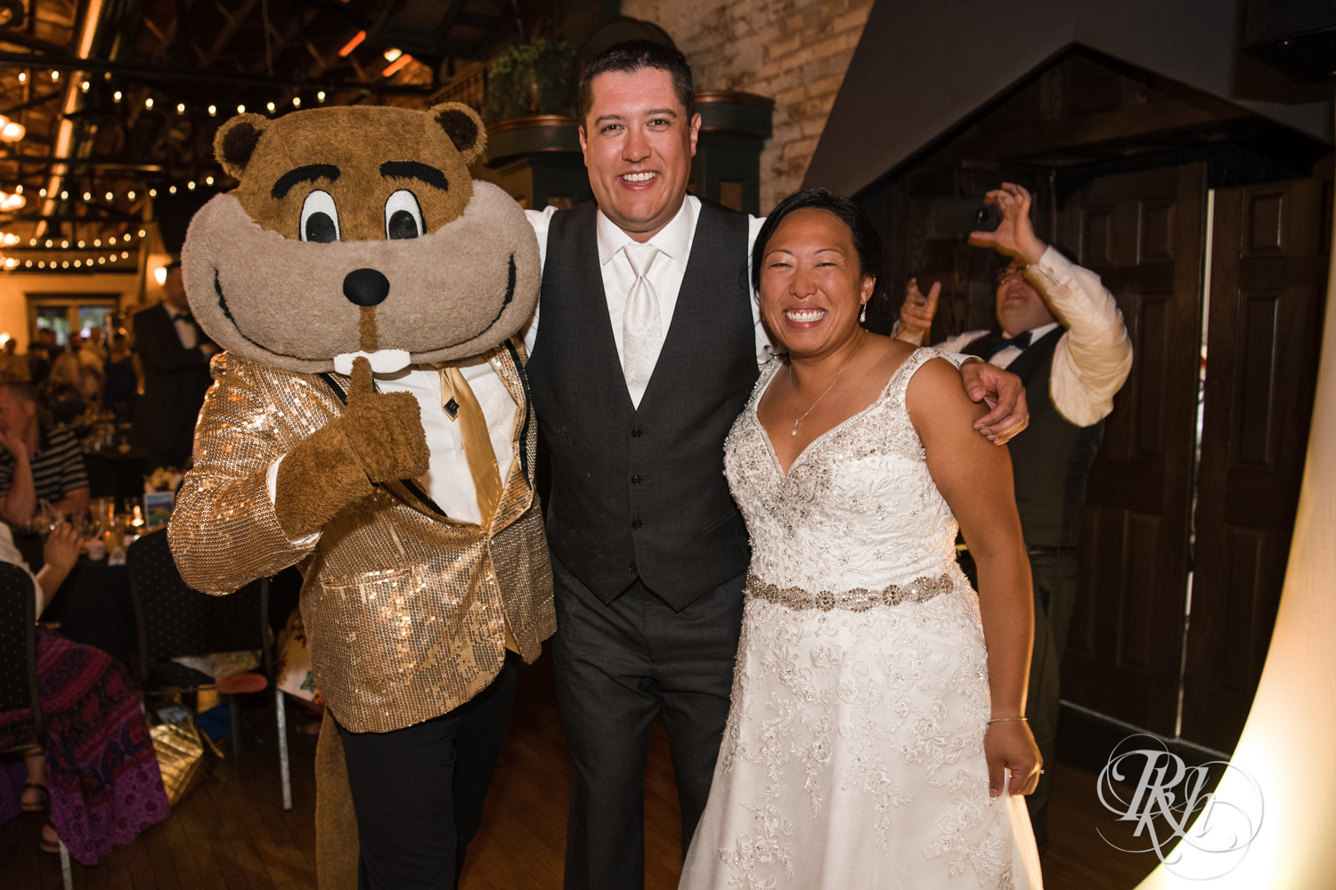 Goldy Gopher visits wedding reception at Kellerman's Event Center in White Bear Lake, Minnesota.