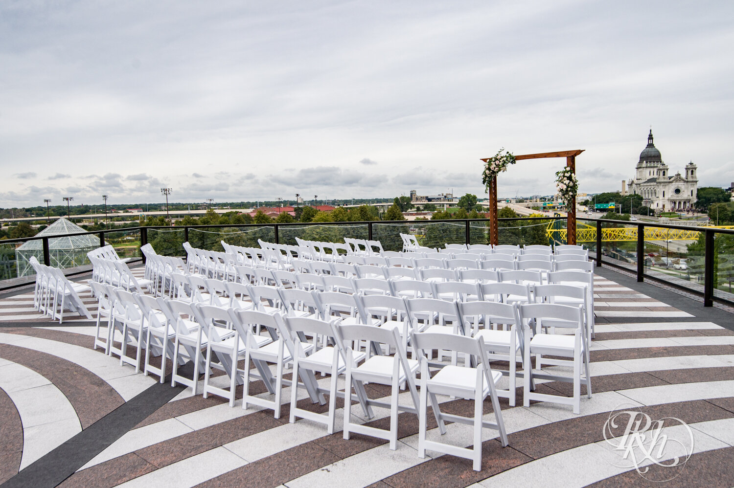 Rooftop wedding ceremony site at Walker Art Center in Minneapolis, Minnesota.