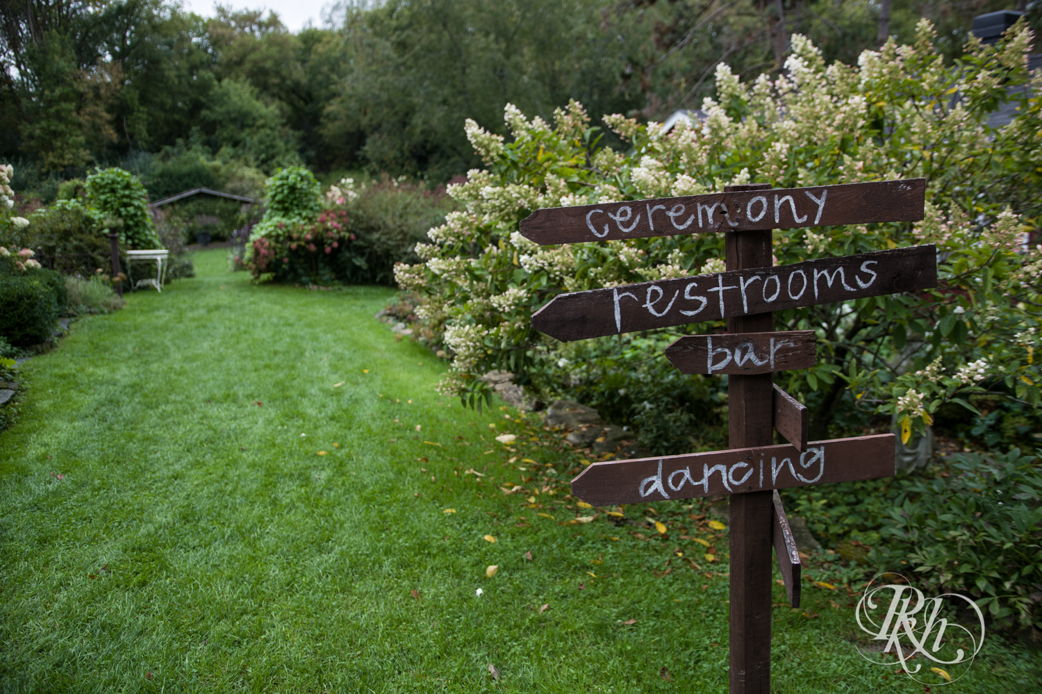 Wedding sign at Camrose Hill Flower Farm in Stillwater, Minnesota.