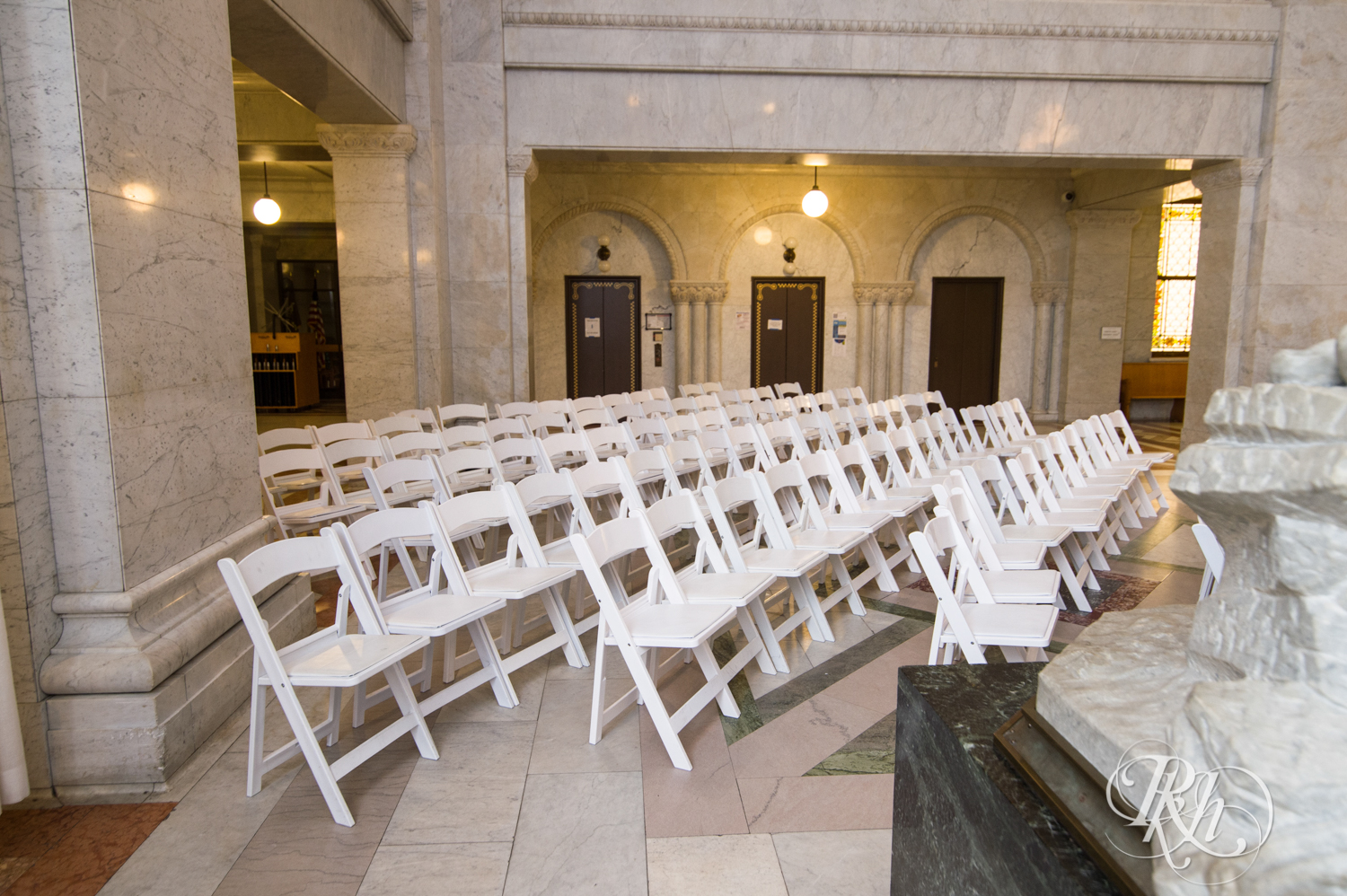 Indoor wedding ceremony site in Minneapolis City Hall in Minneapolis, Minnesota.