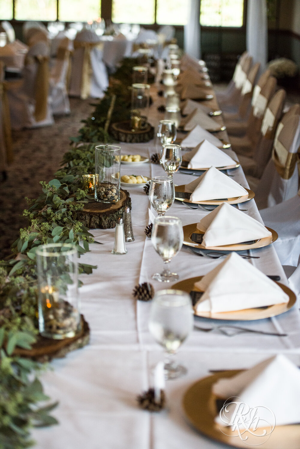 Head table covered in greens