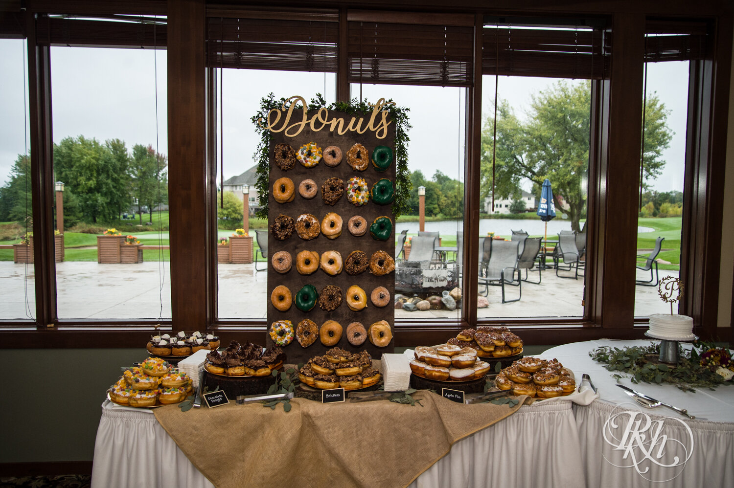 Wedding donut table at The Wilds Golf Club in Prior Lake, Minnesota.