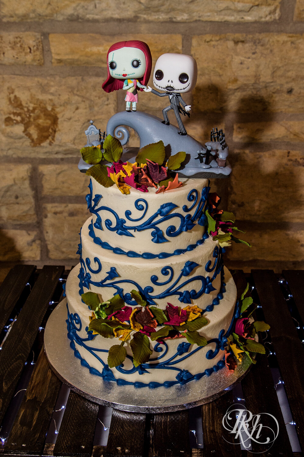 Wedding desert table with Nightmare Before Christmas topper at Olmsted County Fairgrounds in Rochester, Minnesota.