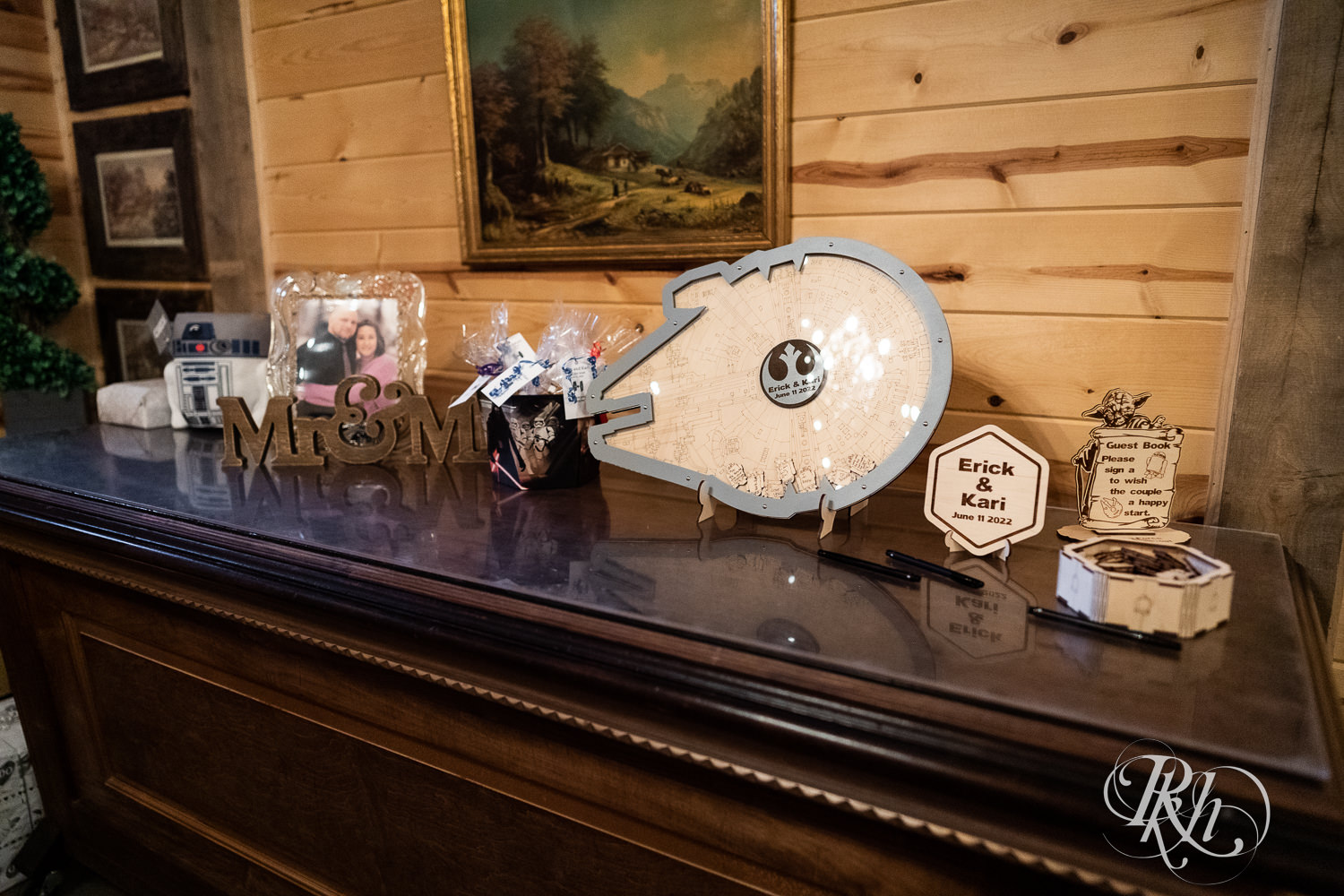 Star Wars themed wedding table at Barn at Crocker's Creek in Faribault, Minnesota.