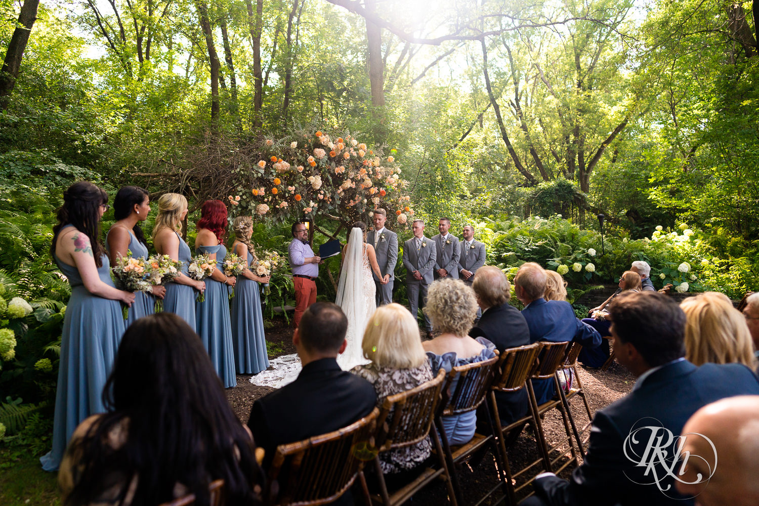 Outdoor wedding ceremony at Camrose Hill Flower Farm in Stillwater, Minnesota.