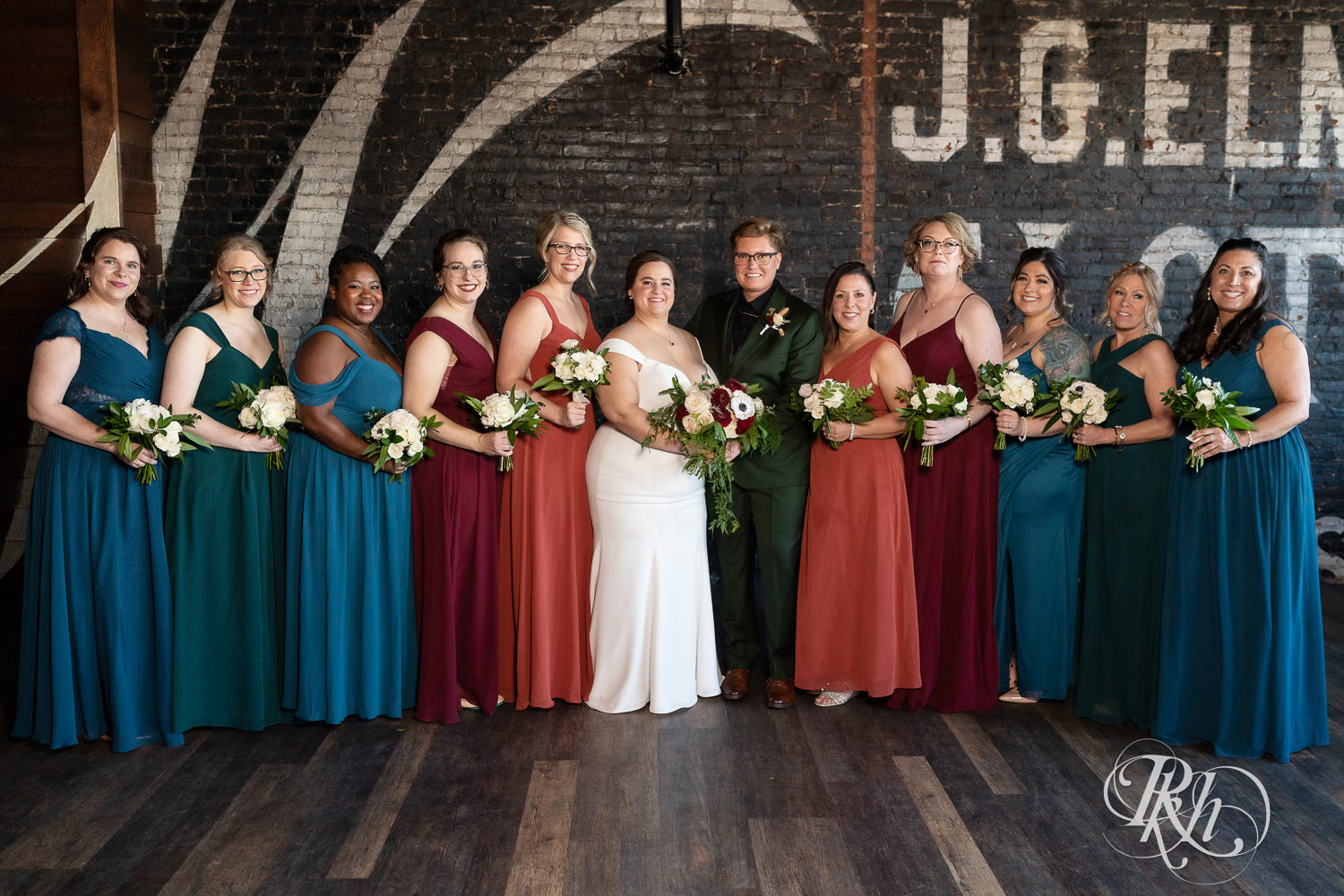 all women wedding party facing camera at Earl Wilson Event Center in Saint Paul, Minnesota.