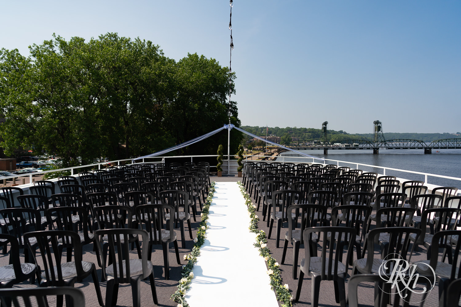 Summer ceremony setup on the Majestic Star in Stillwater River Boats in Minnesota.