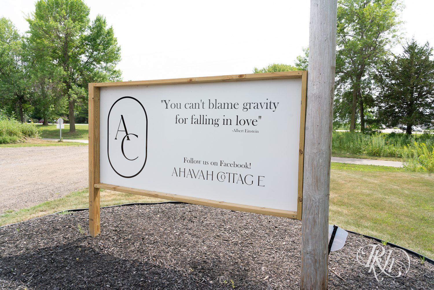 Sign in front of Ahavah Cottage in Elysian, Minnesota.