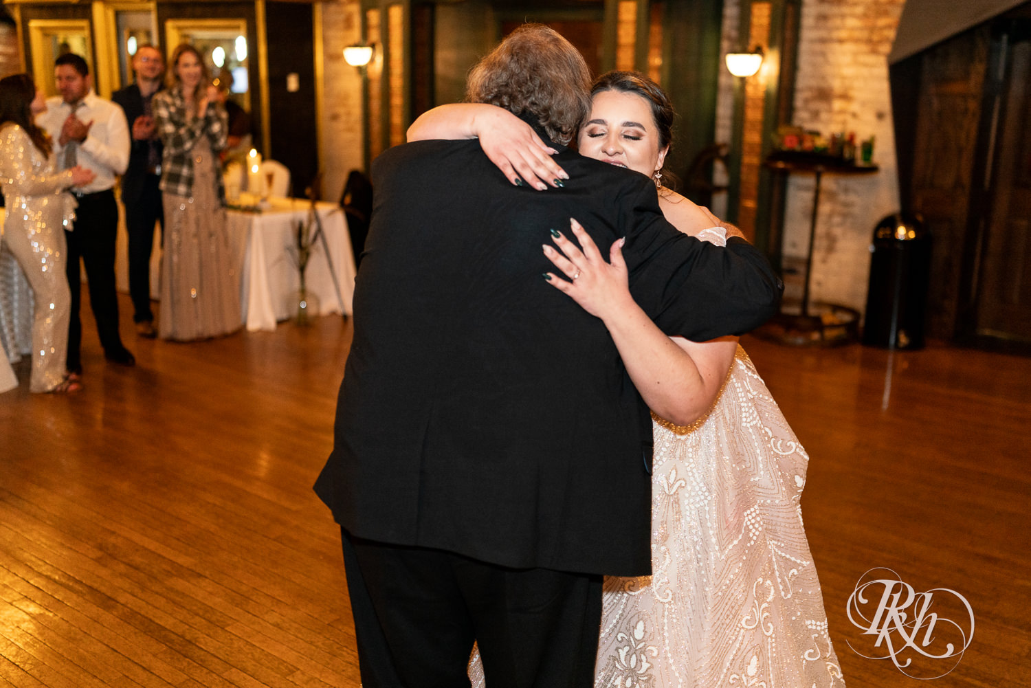 Bride and dad dance at wedding reception at Kellerman's Event Center in White Bear Lake, Minnesota.