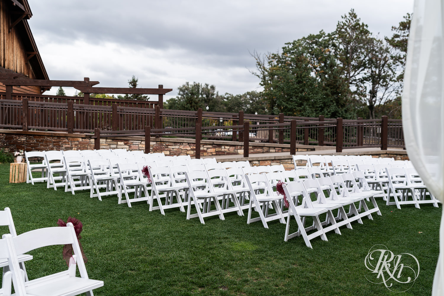 Outdoor wedding ceremony setup at Bunker Hills Event Center in Coon Rapids, Minnesota. 