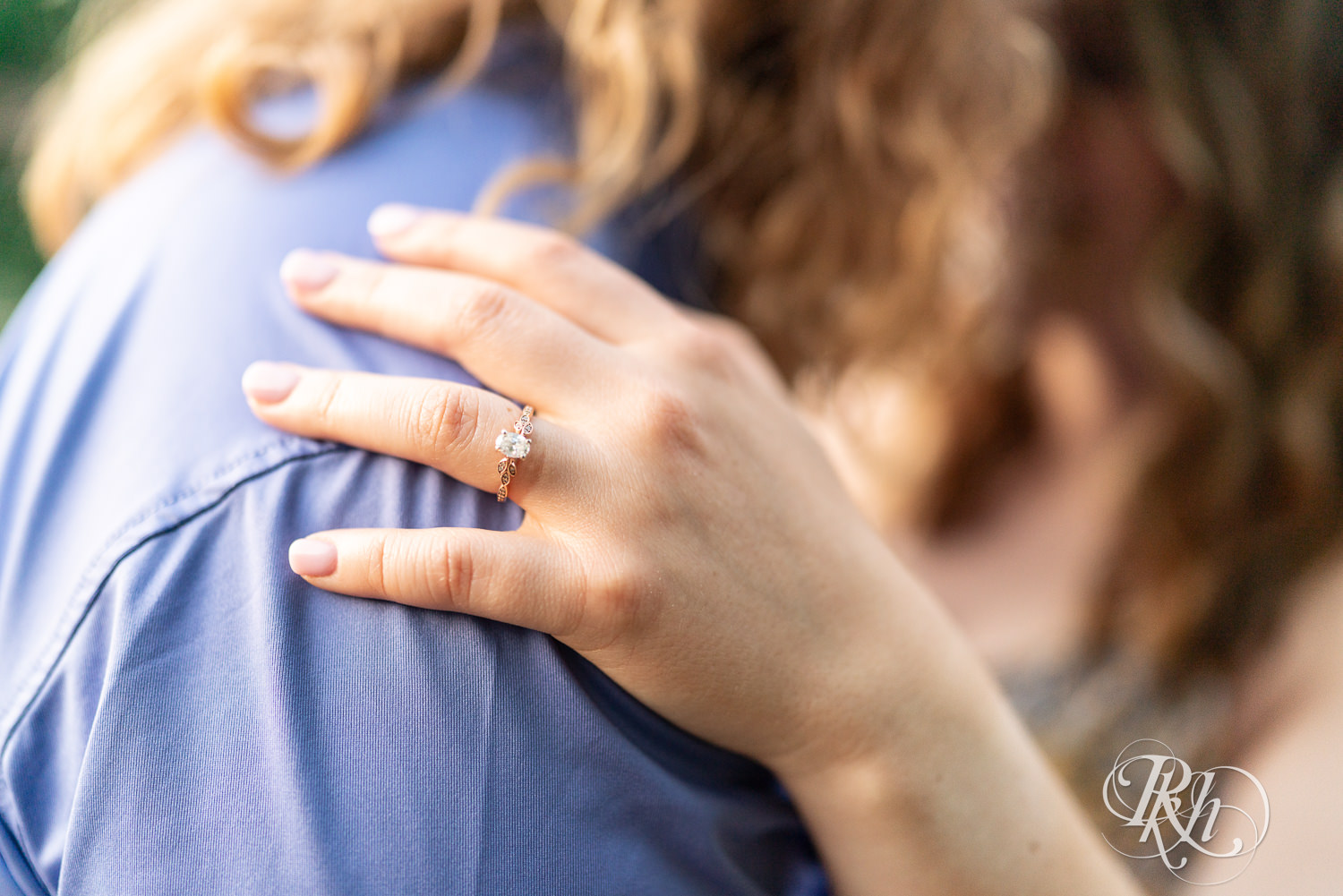 Photo of engagement ring up close.