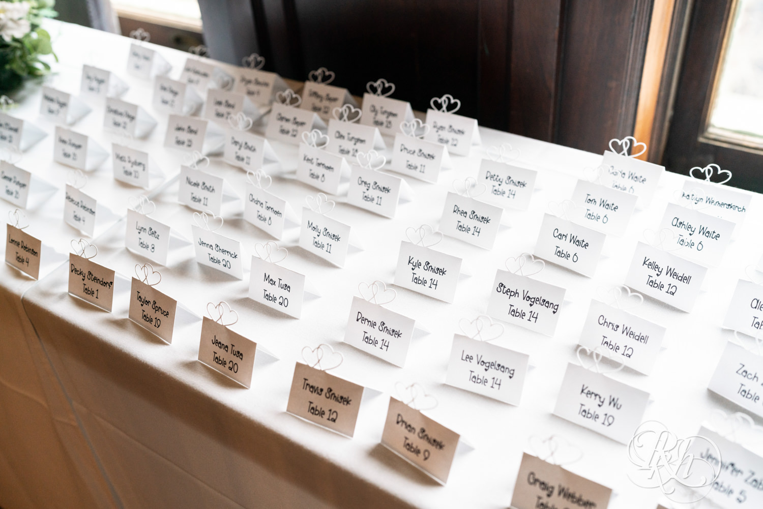 Place cards on table at Semple Mansion in Minneapolis, Minnesota.